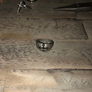 Pewter ring with iron cross